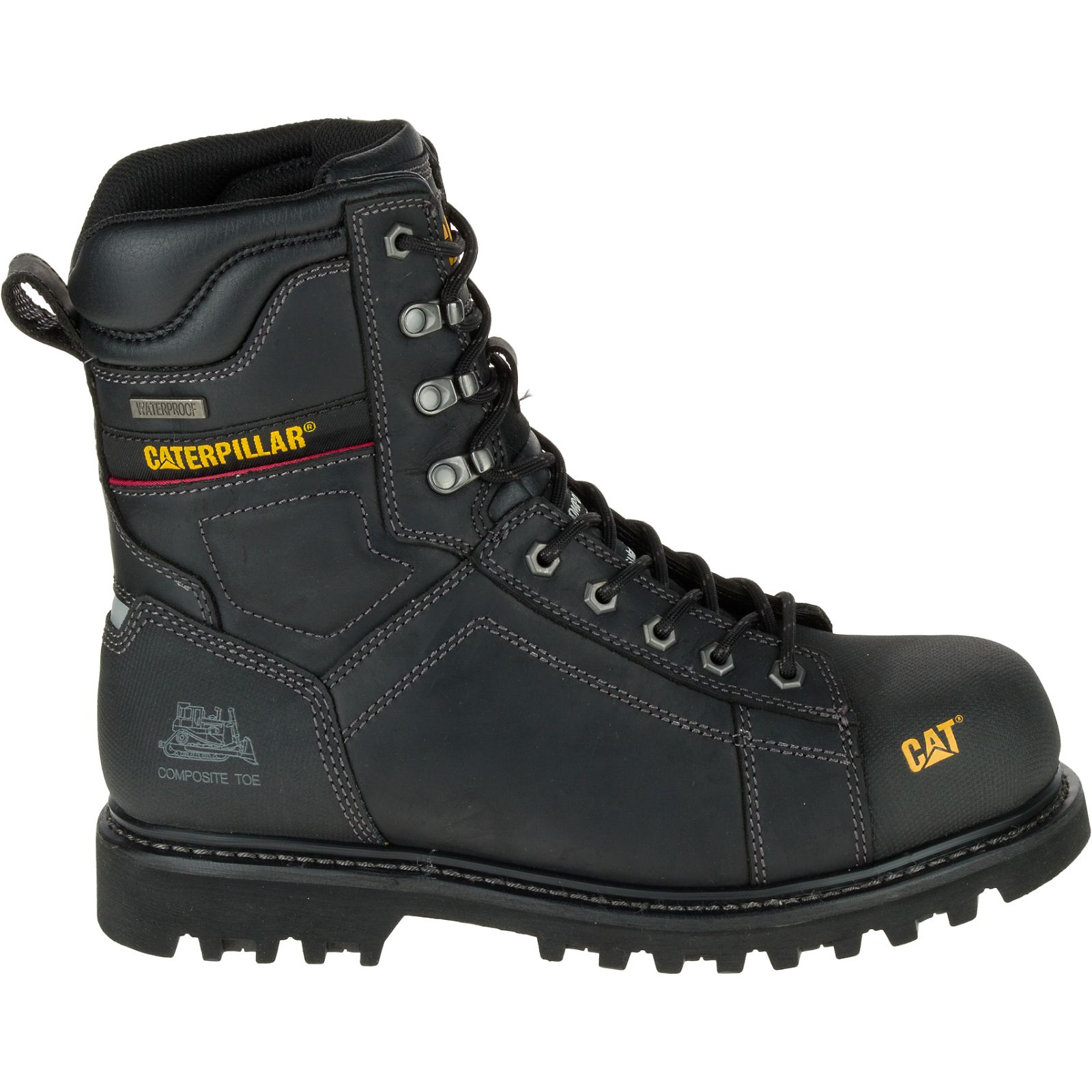 Caterpillar Boots Lahore - Caterpillar Control 8" Waterproof Composite Toe Csa Mens Work Boots Black (045362-HLD)